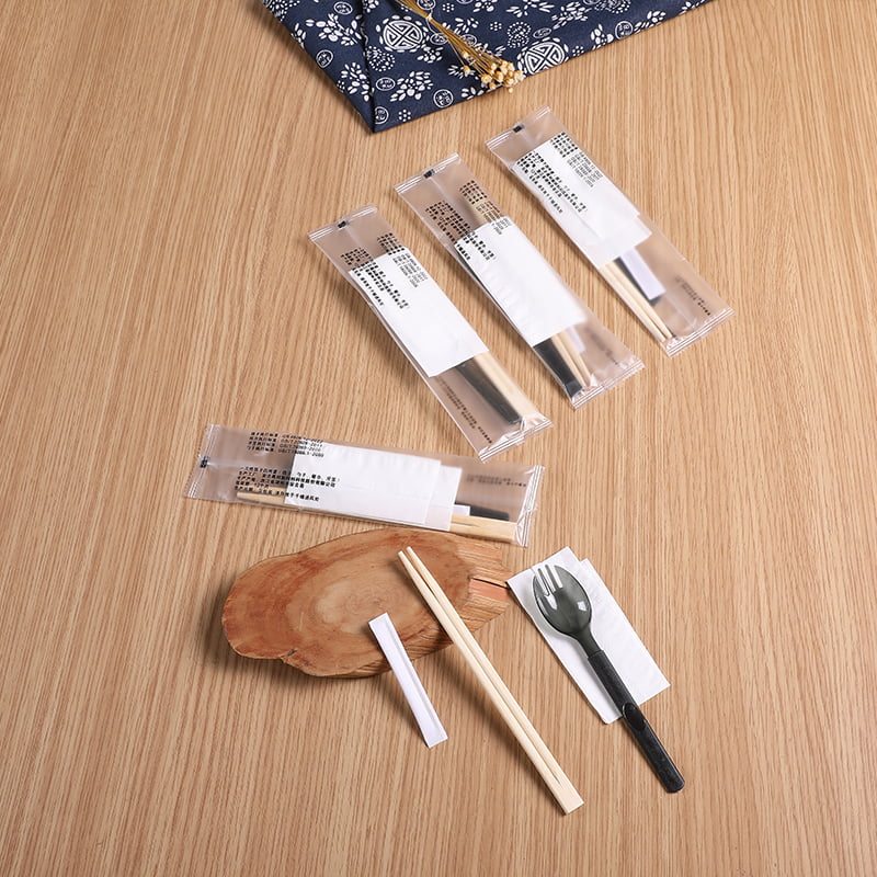 Beg Makanan Pakai Dengan Penyepit Serviette Spork Set Filem Komposit Es