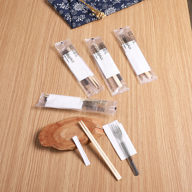 Set Penyepit Buluh Pakai Dengan Garpu Dan Set Filem Komposit Frosted Papernapkin