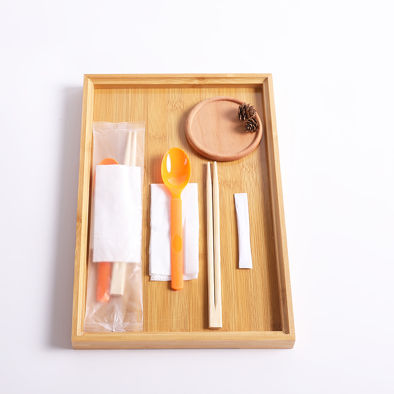 Set Penyepit Buluh Pakai Dengan Sudu Oren Dan Set Filem Komposit Frosted Papernapkin