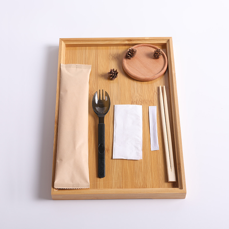 Set Penyepit Buluh Peralatan Makan Pakai Restoran Restoran Set Kertas Kraft